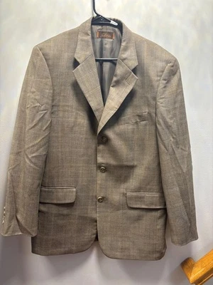 Tassa Elba Mens Plaid Sport Coat Blazer 2-Button Brown Beige 31.5 Length Sz 40R - Image 1 of 4
