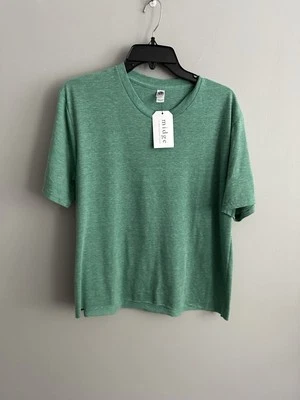 New Royal Apparel Triblend L Tee T Shirt Kelly Green Boutique Boxy Crew Raw Edge - Image 1 of 4
