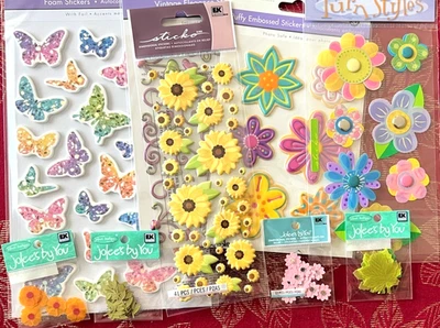 #614 - BEAUTIFUL FLOWER & BUTTERFLY 3D STICKERS & EMBELLISHMENTS JOLEE'S STICKO - Image 1 of 4