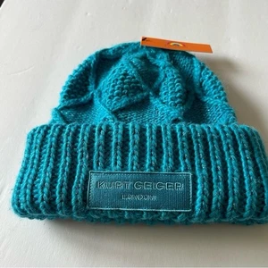 GORRO NUDO PUÑOS KURT GEIGER AZUL TURQUESA OS NUEVO CON ETIQUETAS - Imagen 1 de 11