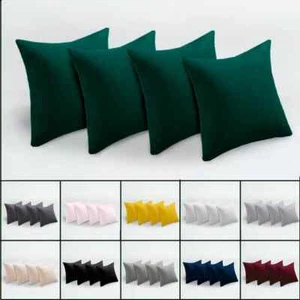 Set of 4 Cushion Cover Textured Velvet Premium Soft Decorative Throw Pillow Case - Picture 1 of 17
