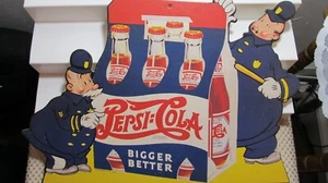 Letrero de cartón PepsiCo Inc. 1991 Pepsi Cola Cops Bigger Better de Nostalgia Ink - Imagen 1 de 10