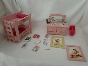 Miniature Dollhouse Accessory Furniture lot Pink bunk beds - Picture 1 of 12
