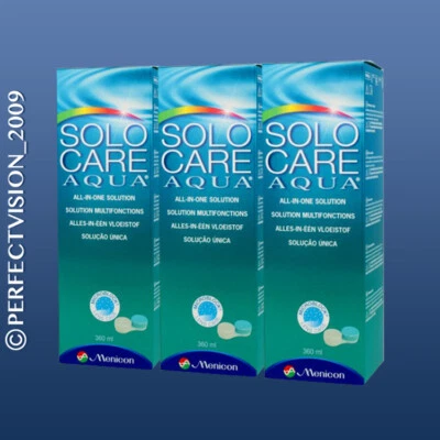 MENICON Solo Care Aqua Pflegemittel 3 x 360ml All in One 3 Monatsvorrat