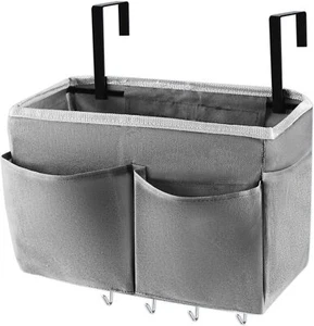 Bedside Storage Organizer 5 Pockets with 4 Hooks Hanging Bag for Grey - Picture 1 of 6