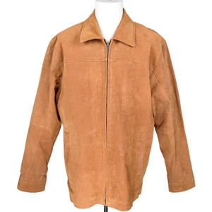 Vintage Boston Harbour Leather Jacket Mens M Camel Tan Bomber Soft Suede Western - Picture 1 of 13
