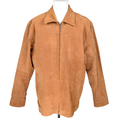 Винтажная мужская кожаная куртка Boston Harbour средний размер верблюд желтовато-коричневый замшевый бомбардировщик вестерн - Изображение 1 из 4