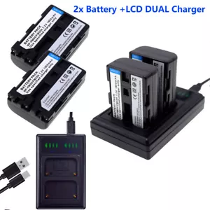2 Battery +Charger for SONY HandyCam DCR-TRV22E DCR-TRV33E NP-FM50 FM30 NP-QM50 - Picture 1 of 12