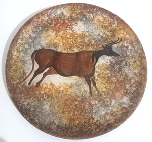 Cerabel Sarlat - Lascaux Höhlenmalerei Stierplatte - 17,5 cm, französisch, 50er Jahre - Bild 1 von 2