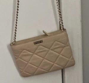 Kate spade New York Gold Suede Quilted Crossbody Small 7” X 4 3/4” - Picture 1 of 4