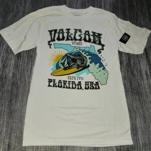 Volcom Nuevo con Etiquetas Para Hombre Gator Tubes Camiseta Manga Corta Blanca Camisa Florida Talla Pequeña - Imagen 1 de 6