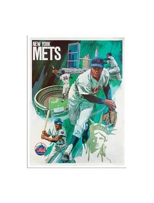 New York Mets Poster 1970s Vintage Baseball Art Print Gift 12x16" - Image 1 of 2