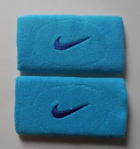 Nike Swoosh Wristbands Doublewide Tennis Dri-Fit Gamma Blue/D Royal Blue 1 Pair - Picture 1 of 3