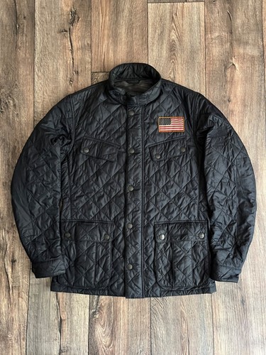 ALEXANDER MCQUEEN Giacca Barbour Steve McQueen Jeffries Navy trapuntata logo USA