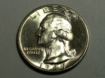 Washington Quarter Near Gem 1949 BU SN7008 Foto 1 de 2