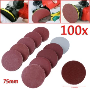 100x Schleifscheiben 75mm Klett Schleifblätter Schleifpapier mit Schleifteller - Bild 1 von 12