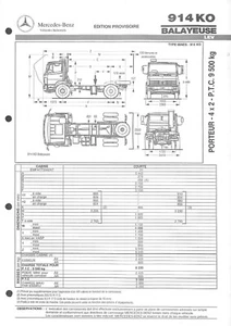 MERCEDES TRUCKS / 914 KO BALAYEUSE / PORTEUR 4X2 / FICHE de 1994 - Picture 1 of 2
