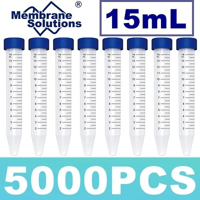 5000pcs 15mL EO tubos de centrífuga cônica estéril tampas de parafuso plástico marca área EUA - Imagem 1 de 4