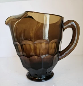 Vintage Viking Glass Georgian Honeycomb Nutmeg Brown Pitcher MCM No Chips - Picture 1 of 14