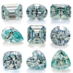 Aqua Blue Moissanite Loose Stones GRA Certified Round Brilliant Cut VVS Jewelry - Picture 1 of 27