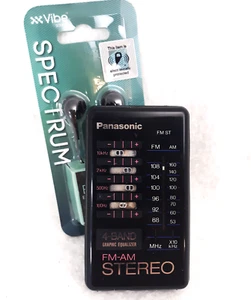 Panasonic Pocket Portable Radio FM-AM Stereo with 4-Band Equalizer & New Earbuds - Picture 1 of 13