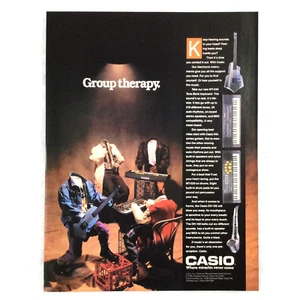 Casio Music Instruments VINTAGE 80s PRINT AD Key Board Guitar Horn GROUP THERAPY - Picture 1 of 1