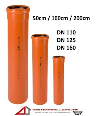 KG Rohr Kanalrohr Abflussrohr DN110 125 160 Kanalgrundrohr Abwasserrohr KG Rohre - Bild 1 von 3