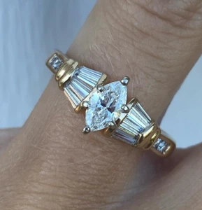 Vintage Verlobungsring zierlicher Marquise Moissanit Ring für Hochzeitsgeschenke der Frau - Bild 1 von 3