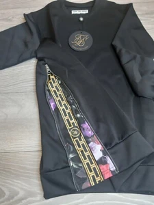 Sudadera SikSilk Crew Negro/Pintura al óleo Pulóver Mangas Largas Top Talla M - Imagen 1 de 10