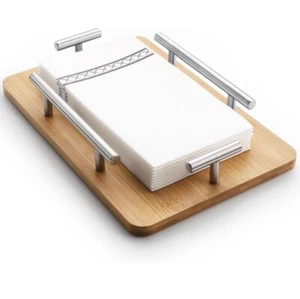 Guest Towel Holder Tray,Wooden Napkin Holder for Table,Modern Napkin - Picture 1 of 5