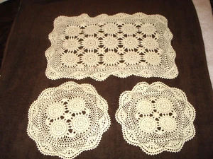 Juego De Colección 3 Tapetes Off White - 2 Redondos/1 Rectángulo Estate Juego A Juego - Imagen 1 de 3