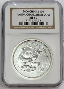 2000 CHINA 10 YUAN NGC M69 PANDA GUANGZHOU EXPO NGC MS 69 - Picture 1 of 2