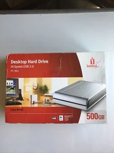Iomega 500GB Desktop Hard Drive External Hi-Speed USB 2.0 PC/Mac 7200 RPM-New - Picture 1 of 7