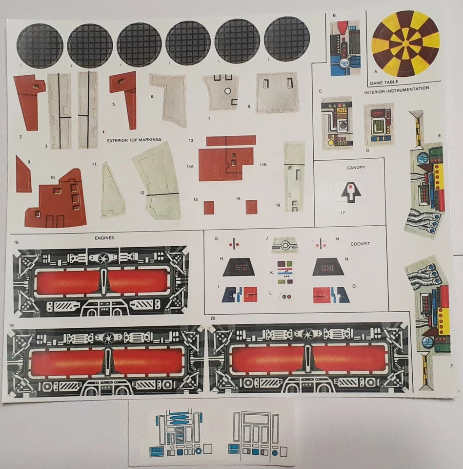 Vintage Star Wars Millennium Falcon Replacement Toy Stickers Peel & Stick - Image 1 of 4