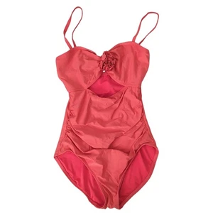 Costume da bagno Kate Spade pezzo unico immersione destro corallo ritagliato buco della serratura bagno rosa M - Foto 1 di 7