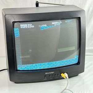 Sharp 13K-M100 13" Röhrenfernseher mit Fernbedienung Front Cinch Eingänge Retro Gaming - Bild 1 von 16