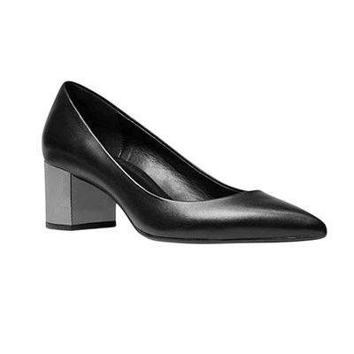 Max Mara Damas Cuero Negro Gatito Tacones, Herrajes Plateados, Punta Punta Talla 38 Foto 1 de 4