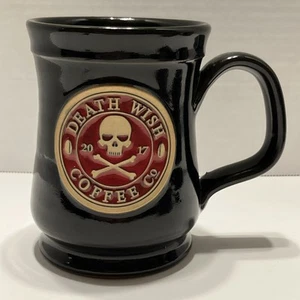 Death Wish Coffee Mug 2017 Black Red Logo Deneen Pottery USA  Unused - Imagen 1 de 10