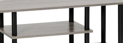 Soporte de TV de entretenimiento de 3 niveles hasta 50′′ TV, tubos redondos, roble francés gris/negro Foto 1 de 4