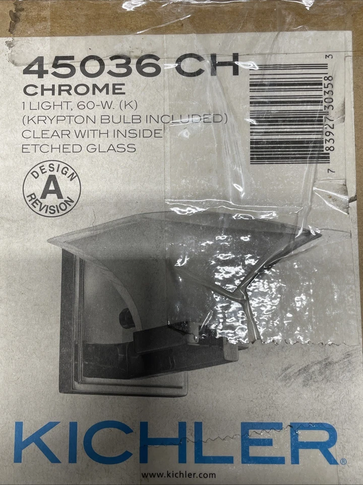 Kichler Lighting 45036CH Tulare 1 Light Wall Sconce, Chrome and Polished Clear G - Image 1 of 1