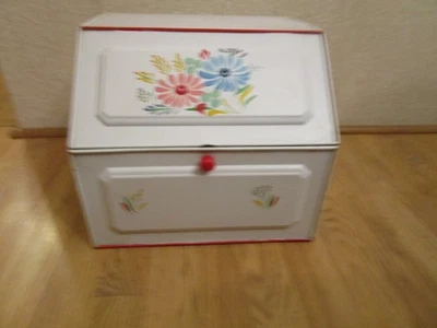 Vintage Double Decker Tin Metal Bread Box-Floral Design - Image 1 of 4