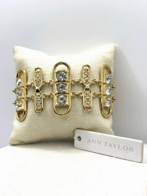 Brazalete Ann Taylor Cristal Estrás Chapado en Oro Eslabón de Cadena Nuevo con Etiquetas Foto 1 de 4