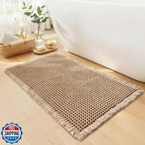 GRLYUH Waffle Bath Mat - Boho Bathroom Rugs Non Slip Washable, Super Absorben - Picture 1 of 5