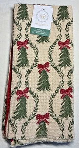 Rachel Ashwell Küchentücher (3) Bäume grün rot Schleifen Waffel 20 x 28 Neu mit Etikett - Bild 1 von 3