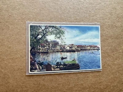 Singapore 1952 PPC to US +Singapore River Card +Solo KGVI Franking + Postage Due - Image 1 of 3