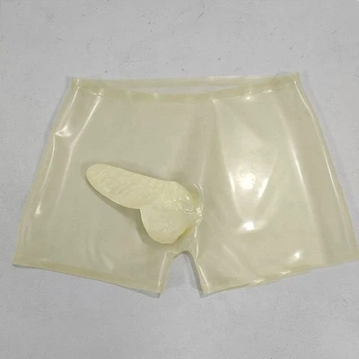 Mens Transparent Latex boxer shorts Rubber underwear with Penile sheath Fetish - Image 1 of 4