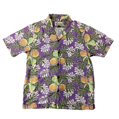 Camisa Hawaiana Pataloha Manga Corta Abotonada Púrpura Para Hombre’s S Orgánica Foto 1 de 4
