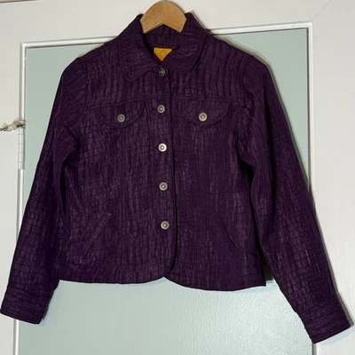 Ruby Rd Jacket Womens 6P Purple Textured Button Front Petite Lightweight Coat - Image 1 of 4