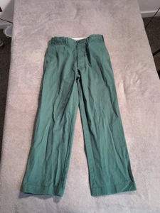 Wallace & Barnes Men's Heavyweight Twill Work Pants Size 30 Green Button Fly  - Picture 1 of 11