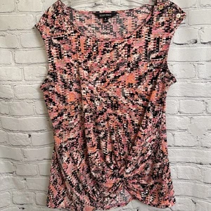 Ellen Tracy Tank Top Knot Detail Logo Button Accent Multicolor Medium Stretchy - Picture 1 of 11